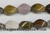 CTW159 15.5 inches 10*15mm twisted rice ocean agate gemstone beads