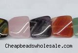 CTW164 15.5 inches 15*15mm twisted square mixed gemstone beads