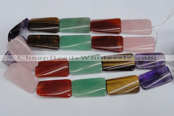 CTW169 15.5 inches 22*40mm twisted rectangle mixed gemstone beads