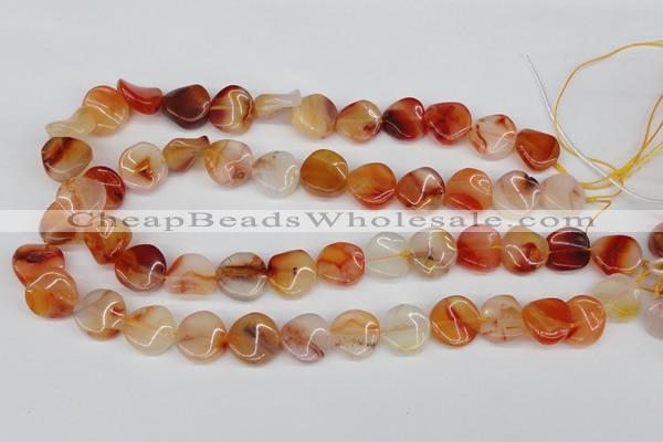 CTW21 15.5 inches 16mm twisted coin agate gemstone beads wholesale