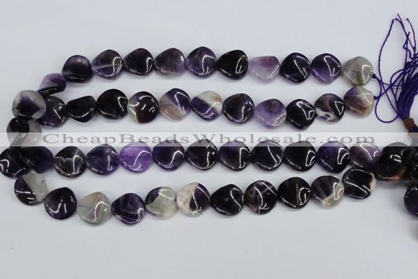 CTW23 15.5 inches 16mm twisted coin amethyst beads wholesale