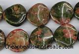 CTW26 15.5 inches 16mm twisted coin unakite gemstone beads wholesale