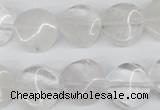 CTW29 15.5 inches 16mm twisted coin white crystal beads wholesale