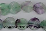 CTW30 15.5 inches 16mm twisted coin fluorite beads wholesale