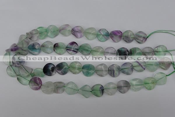 CTW30 15.5 inches 16mm twisted coin fluorite beads wholesale