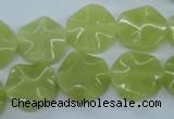 CTW300 15.5 inches 16mm wavy coin olive jade gemstone beads