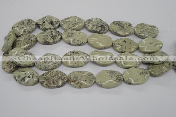 CTW306 15.5 inches 20*30mm wavy oval artistic jasper beads