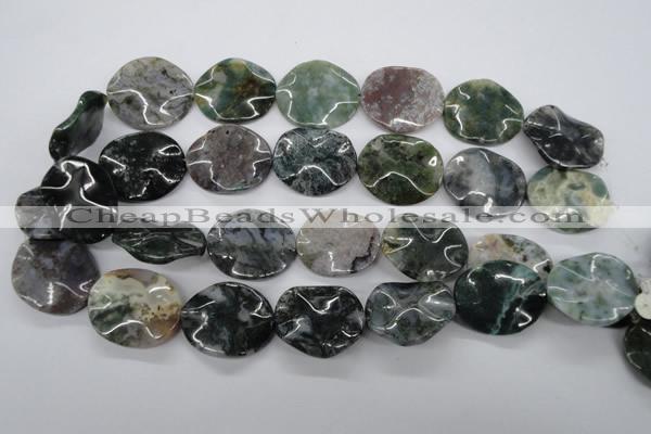 CTW311 15.5 inches 25*30mm wavy oval Indian agate gemstone beads