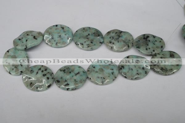 CTW313 15.5 inches 30*35mm wavy oval sesame jasper gemstone beads