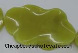 CTW315 15.5 inches 40*60mm wavy oval olive jade gemstone beads