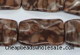 CTW324 15.5 inches 20*30mm wavy rectangle red line jasper beads