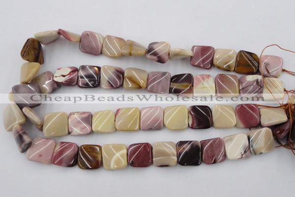 CTW353 15.5 inches 16*16mm twisted square mookaite beads