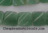 CTW354 15.5 inches 16*16mm twisted square green aventurine beads