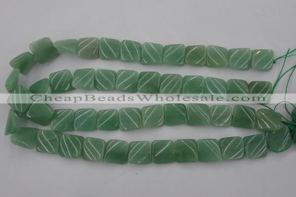 CTW354 15.5 inches 16*16mm twisted square green aventurine beads