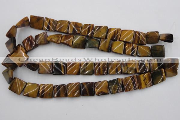 CTW356 15.5 inches 16*16mm twisted square yellow tiger eye beads