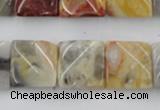 CTW358 15.5 inches 16*16mm twisted square crazy lace agate beads