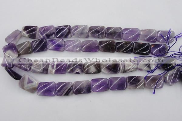 CTW372 15.5 inches 15*20mm twisted rectangle dogtooth amethyst beads