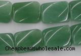 CTW373 15.5 inches 15*20mm twisted rectangle green aventurine beads