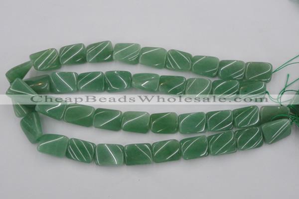 CTW373 15.5 inches 15*20mm twisted rectangle green aventurine beads