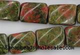 CTW374 15.5 inches 15*20mm twisted rectangle unakite gemstone beads