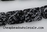 CTW379 15.5 inches 15*20mm twisted rectangle snowflake obsidian beads