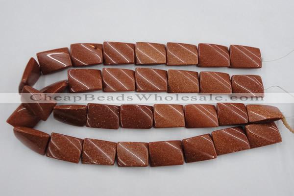 CTW390 15.5 inches 18*25mm twisted rectangle goldstone beads