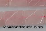 CTW391 15.5 inches 18*25mm twisted rectangle rose quartz beads