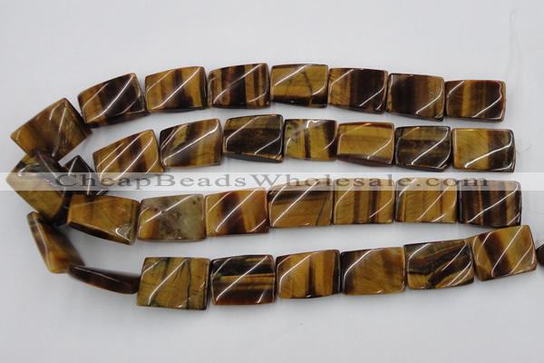 CTW394 15.5 inches 18*25mm twisted rectangle yellow tiger eye beads