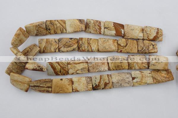 CTW396 15.5 inches 18*25mm twisted rectangle picture jasper beads