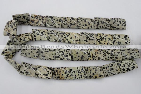 CTW397 15.5 inches 18*25mm twisted rectangle dalmatian jasper beads