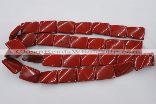 CTW399 15.5 inches 18*25mm twisted rectangle red jasper beads