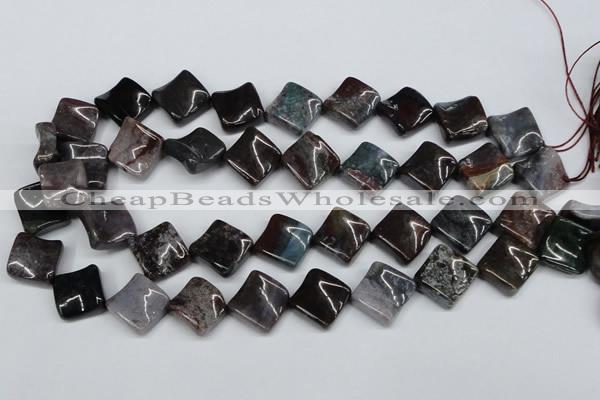 CTW41 15.5 inches 15*15mm twisted diamond moss agate beads