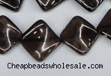 CTW42 15.5 inches 15*15mm twisted diamond smoky quartz beads