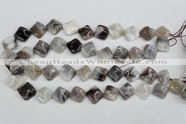 CTW43 15.5 inches 15*15mm twisted diamond botswana agate beads