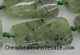 CTW454 20*38mm faceted & twisted rectangle green rutilated quartz beads