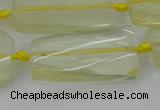 CTW455 20*38mm faceted & twisted rectangle lemon quartz beads