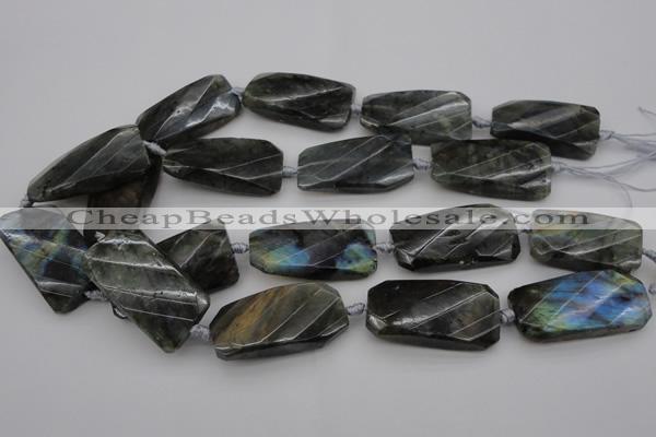 CTW457 20*38mm faceted & twisted rectangle labradorite beads