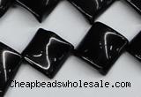 CTW46 15.5 inches 15*15mm twisted diamond black agate beads