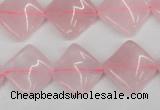 CTW48 15.5 inches 15*15mm twisted diamond rose quartz beads