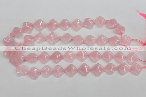 CTW48 15.5 inches 15*15mm twisted diamond rose quartz beads