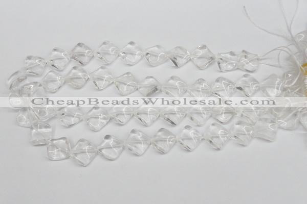 CTW49 15.5 inches 15*15mm twisted diamond white crystal beads