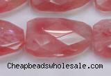 CTW501 15.5 inches 20*30mm faceted & twisted synthetic quartz beads