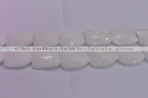 CTW515 15.5 inches 30*40mm faceted & twisted white porcelain beads