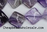 CTW56 15.5 inches 15*15mm twisted diamond amethyst gemstone beads