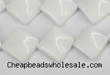 CTW57 15.5 inches 15*15mm twisted diamond white agate beads