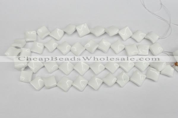 CTW57 15.5 inches 15*15mm twisted diamond white agate beads