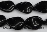 CTW77 15.5 inches 15*20mm twisted oval black agate gemstone beads