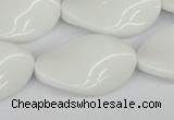 CTW99 15.5 inches 18*30mm twisted oval white agate gemstone beads