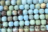 CUBE212 15 inches 8mm faceted cube turquoise gemstone beads