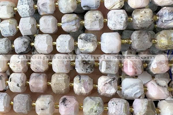 CUBE224 15 inches 10mm faceted cube pink opal beads wholesale